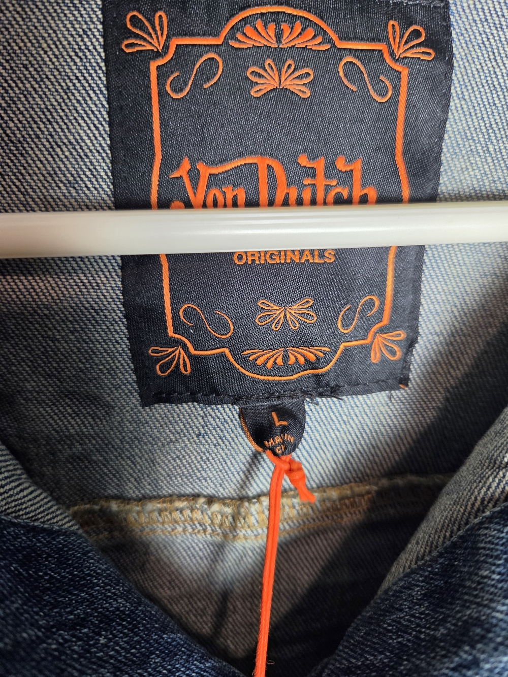 Von Dutch Blue Denim Patchwork Jacket with Orange Tag - Picture 7 of 11